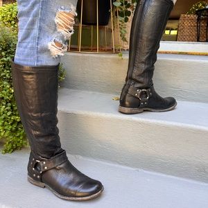 Frye Tall leather motorcycle boots